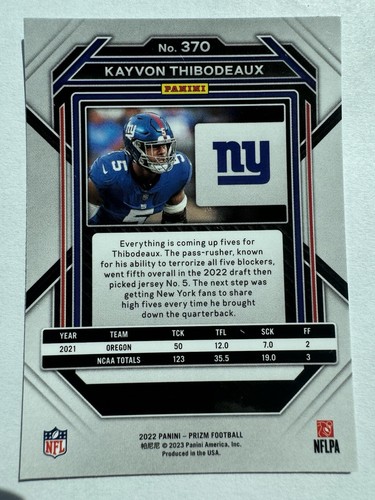 Kayvon Thibodeaux 2022 Panini Prizm #370 RC New York Giants - Picture 2 of 2