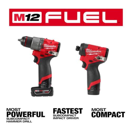 Milwaukee Hammer Drill + Impact Driver Kit 12V Li-Ion Cordless w/ 3/8" Ratchet - Picture 4 of 11