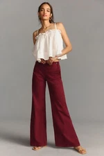Anthropologie The Kit High-Rise Wide leg Utility Trousers Plum  Size 34 Waist