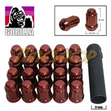 20 Gorilla Spline Tuner Lock Lug Nut 12x1.25 1.25 Acorn Wheels Rims Red Close S