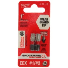 Milwaukee 48-32-4440 ECX #1 & #2 SHOCKWAVE Impact Bit Set, 1" Length
