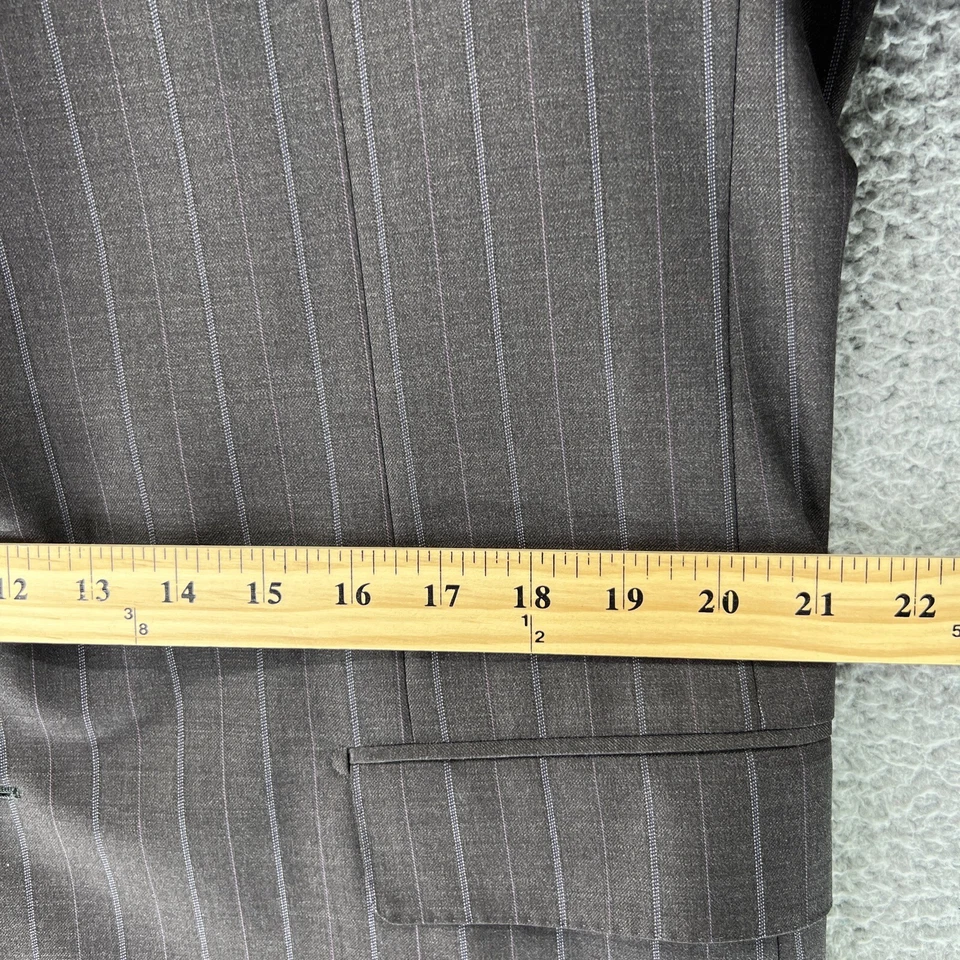 Спортивное пальто Hickey Freeman 44L Loro Piana Super 130's шерстяная коричневая полоса 2 пуговицы - Изображение 4 из 4