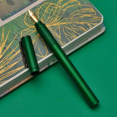 Hongdian H3 Aluminum Alloy Fountain Pen EF/F/Bent Nib with Bamboo Clip, Green