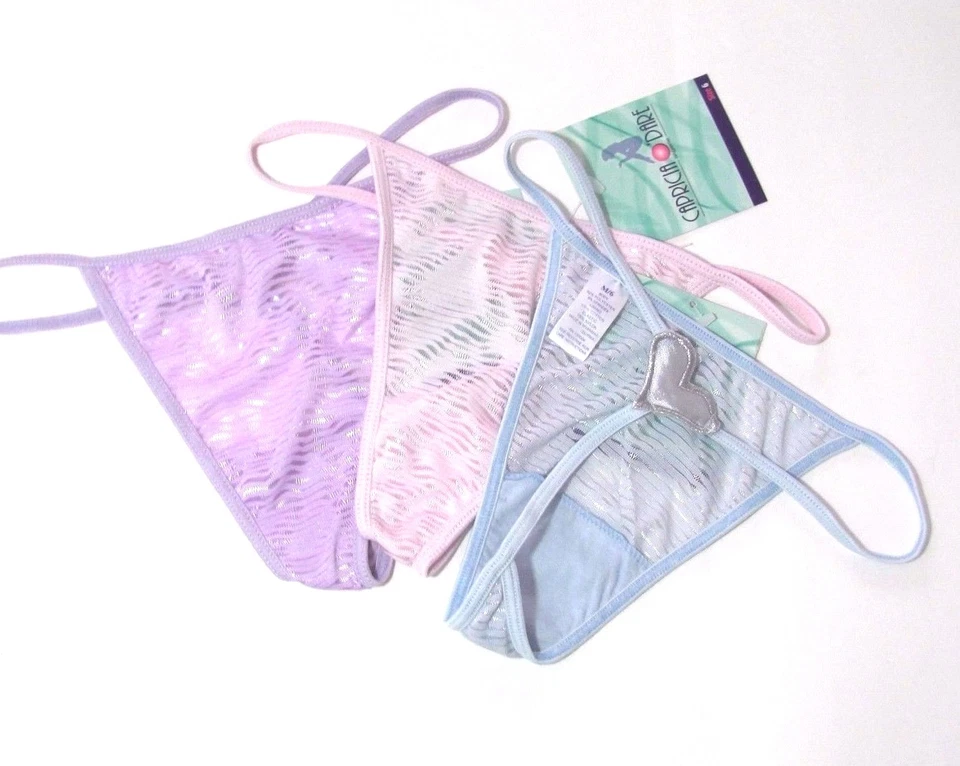 B4 CAPRICIA O'DARE Azul Rosa Tanga Rayas Transparentes Sissy Bikini Bragas 6 7 Foto 2 de 2