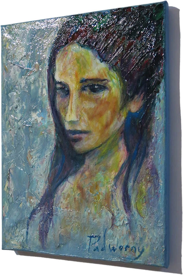 RESUMEN IMPASTO EXPRESIONISMO POP POP ORIGINAL PINTURA AL ÓLEO ARTE RETRATO FIRMADO Foto 3 de 4