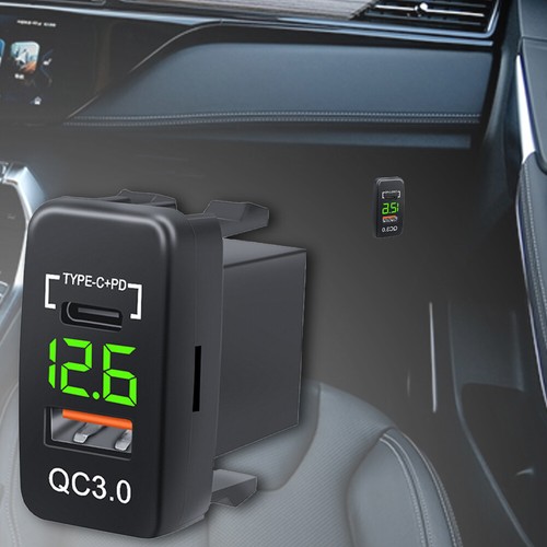 12-24V Car Socket Charger Dual USB Ports QC3.0 Type C PD Power Adapter (Green) I - Foto 3 di 9