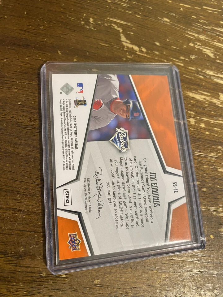 2008 Upper Deck Spectrum Swatches Jim Edmonds /75 Jersey Patch Relic - Image 2 of 2