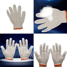 US 24 Pairs NATURAL WHITE STRING KNIT POLY COTTON WORK GLOVES Ultralight
