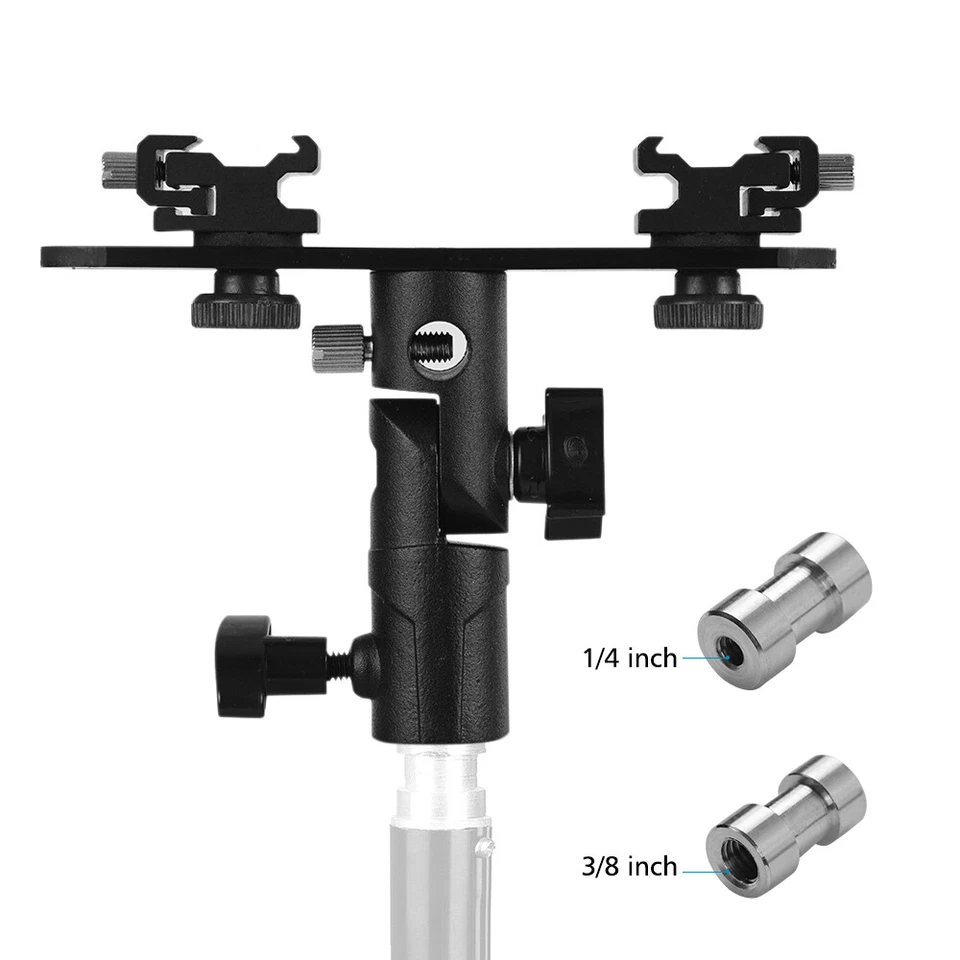 Soporte de flash doble en forma de T soporte Speedlite y 2 soportes de zapata fría para cámara S5I6 Foto 2 de 4