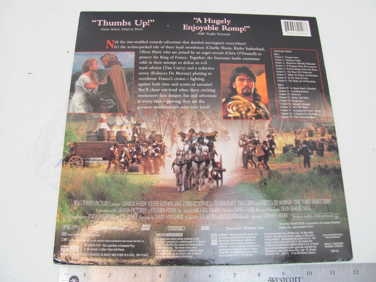 The Three Musketeers LASERDISC Charlie Sheen Kiefer Sutherland | eBay