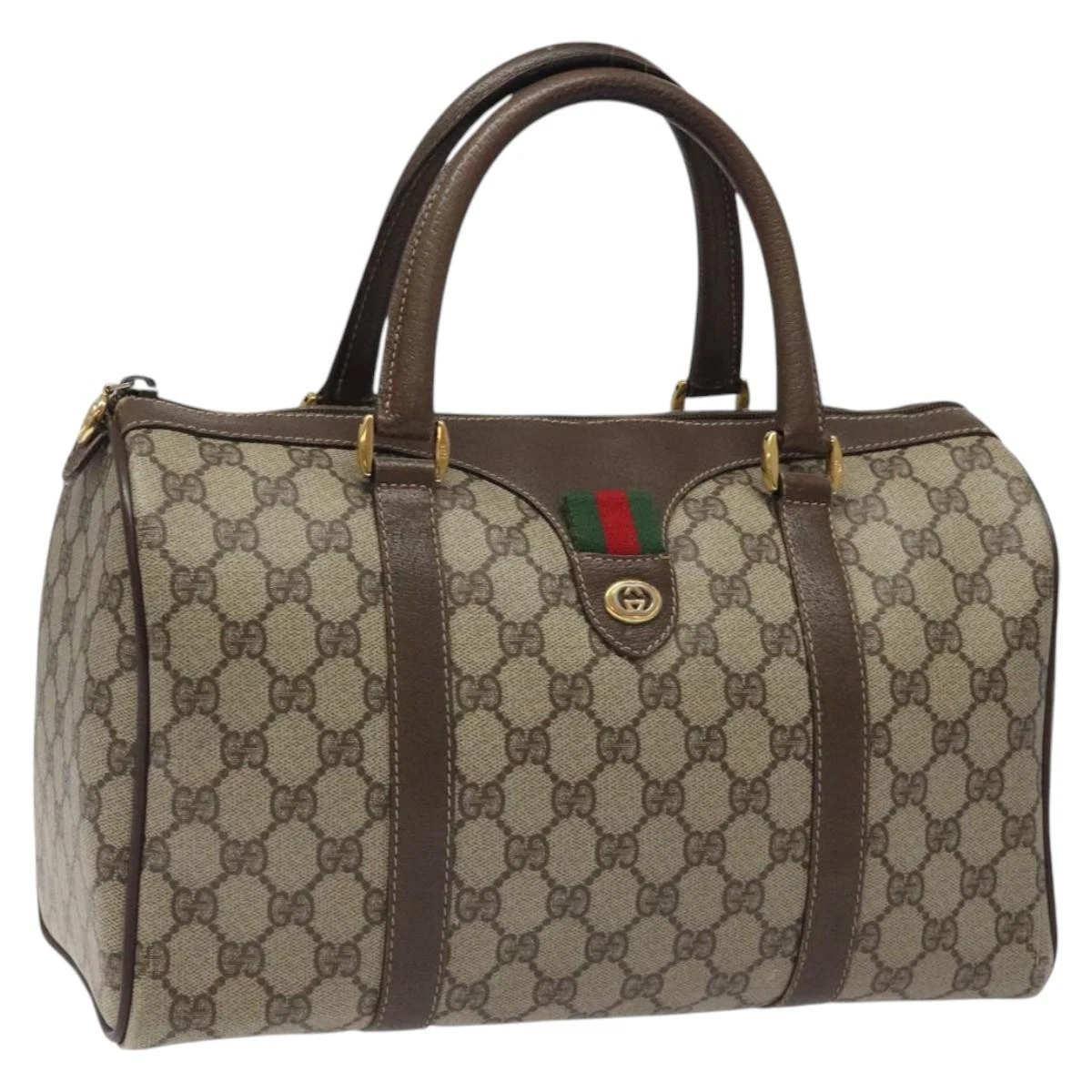 Sac GUCCI GG Supreme Web Sherry Line Boston PVC beige or 40 02 007 authentique ki5539