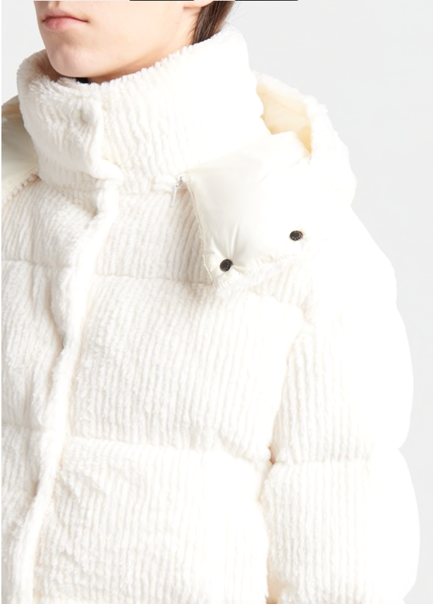 NWT MONCLER Daos Textured Quilted Corduroy Down Jacket, White