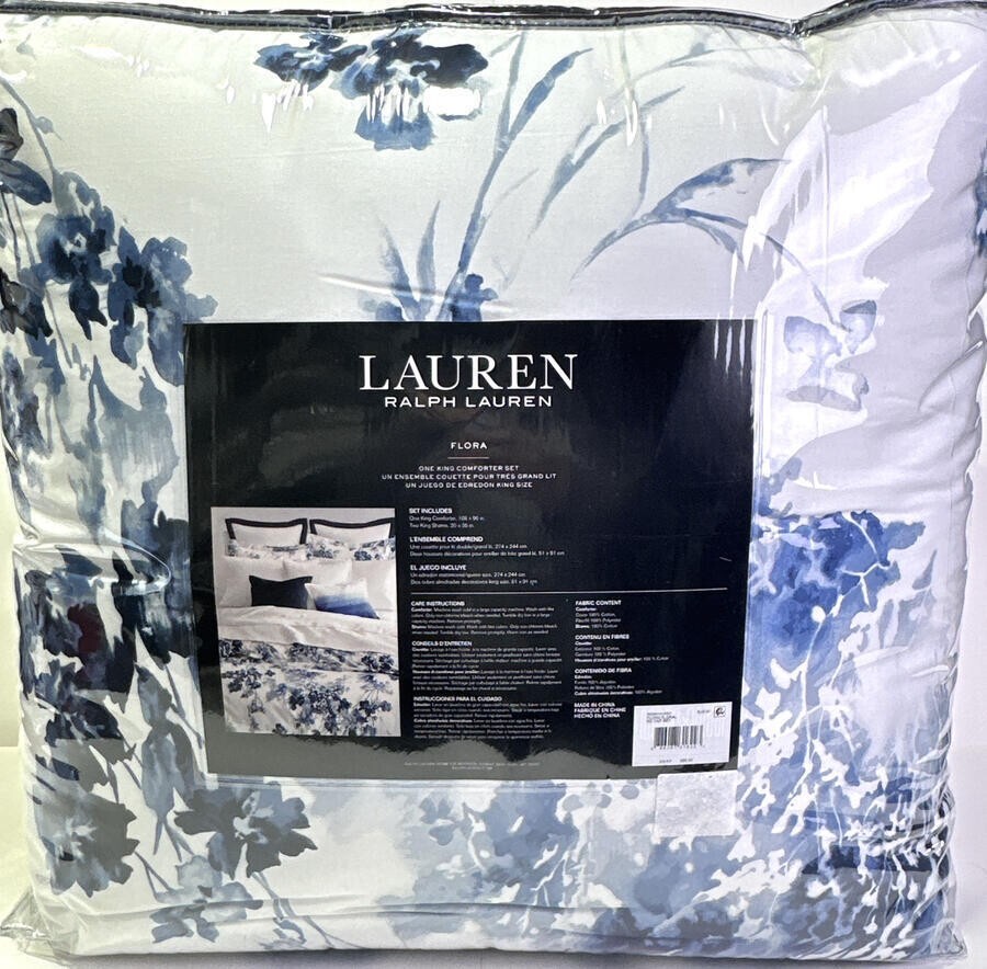 NewRalph LaurenFLORAFloralBlue White ComforterShamsSetKING eBay