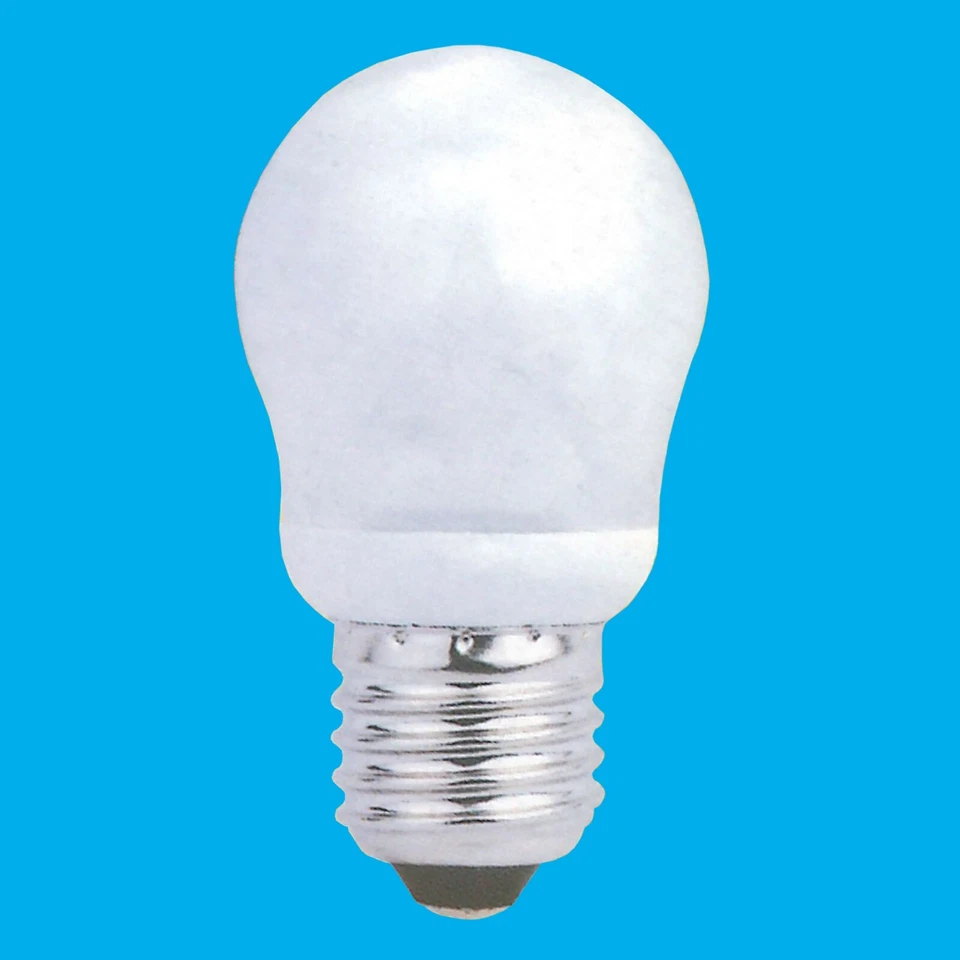 1x 7W (=25W) Mini Golf Ball Round G45 CFL ES E27 Light Bulb, Edison Screw, Lamp - Image 2 of 3