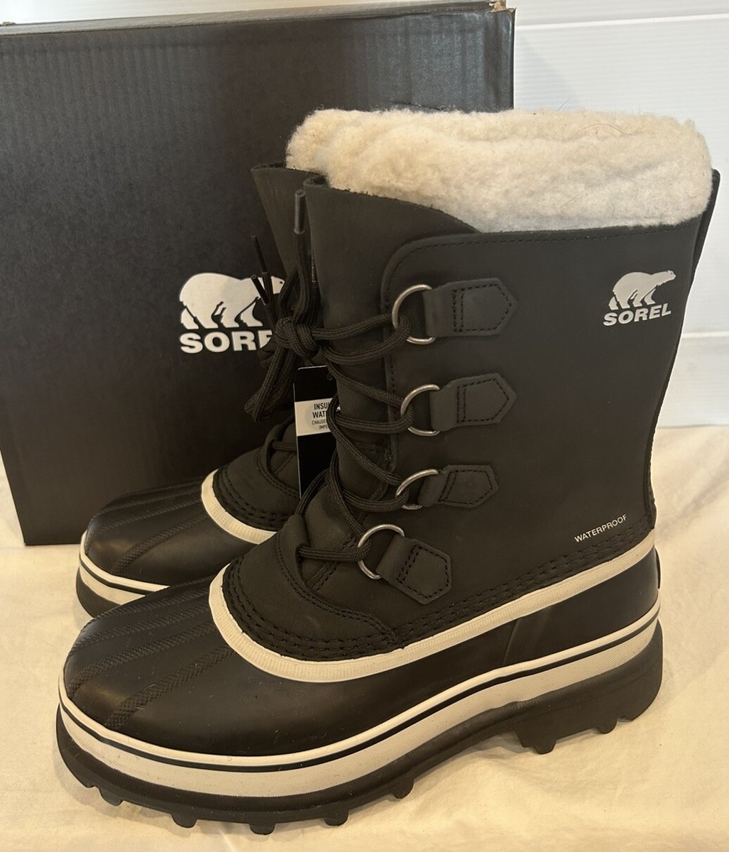 Sorel Womens Caribou WP Waterproof Boots Winter Snow Boot Black/Stone NWB  Size