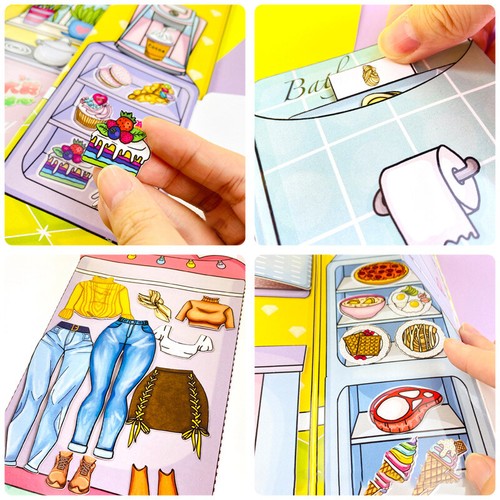 Girls Quiet Book Toy Paper Doll Dress UP Game Book Children DIY Handmade Sti _xi - Bild 5 von 9