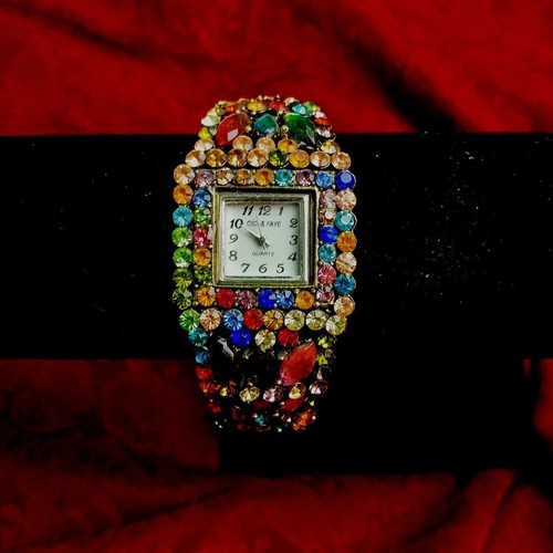 CICI & FAYE WOMEN WATCH MULTI-COLOR STONES BRACELET - Picture 2 of 4