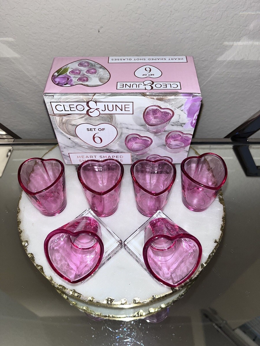6-NIB CLEO & JUNE PINK HEART SHAPED SHOT GLASSES | eBay