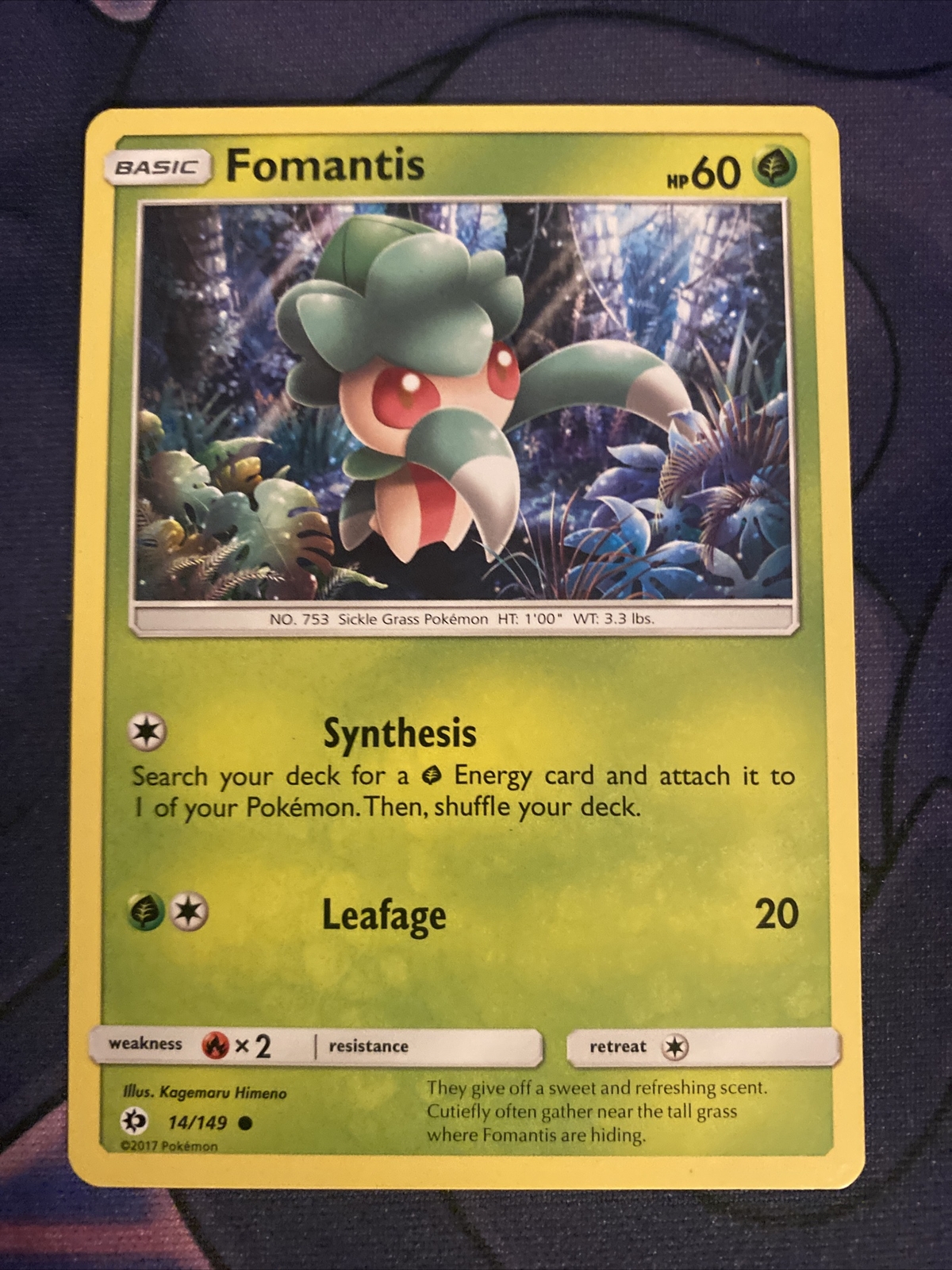 Pokemon TCG Sun and Moon Base Set LP Fomantis 14/149