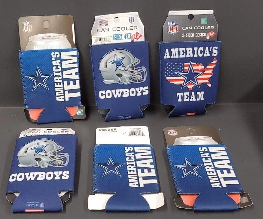 6 Lot Dallas Cowboys New 2 SIDED SOFT FOAM CAN BOTTLE COOZIE