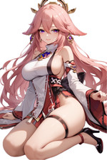 Yae Miko Genshin Impact Waifu Weatherproof Anime Sticker 6" Car Decal