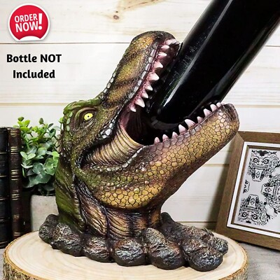 T-Rex Wine Bottle Holder Dinosaur Head Statue Jurassic Park