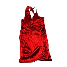 Fashion Nova Got Me Twisted Satin Halter Party Dress Red Women’s XL