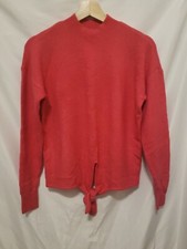 LOFT Sweater Women XS Pink Long Sleeve Pullover Front Knot Tie Wool Blend