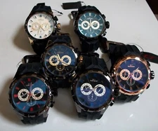 Men's Rose, Black & Gold Finish Tecno Sport Silicone Band Fashion Hip Hop Watch