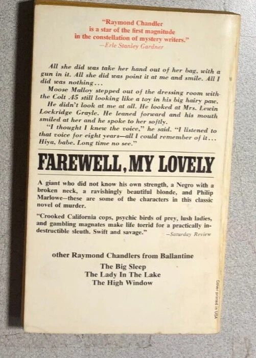 FAREWELL, MY LOVELY by Raymond Chandler (1971) Ballantine paperback — 第 2/3 张图片