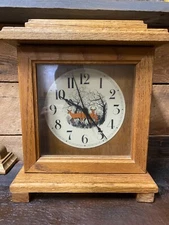 Solid Oak Deer Mantle Clock
