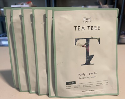 Lot of (15) Rael Beauty Tea Tree Purify + Soothe Facial Sheet Masks