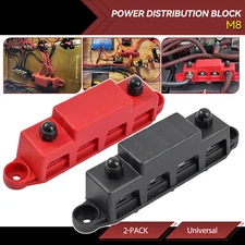 5/16" 12V 250A 4 Post Busbar Bus Bar Power Distribution Block With Cover 2Pcs