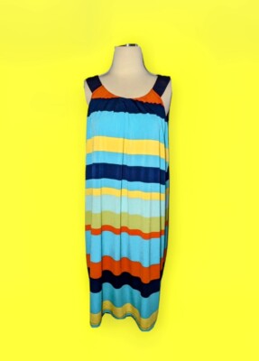 ENFOCUS Sleeveless TUNIC Top Blouse Dress PLUS Size 18 W COLORFUL Striped 