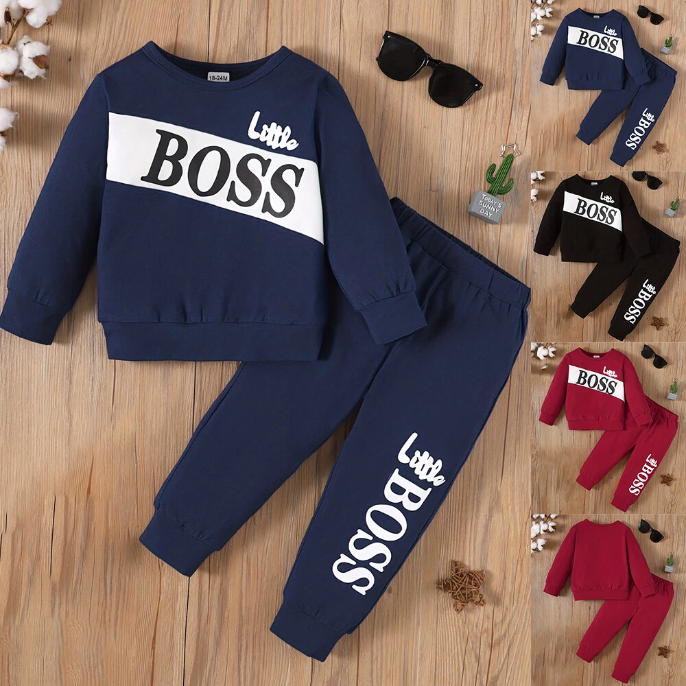 Little Sweatshirt Tracksuit Set Toddler Kids Boys Tops Pants Outfit Clothes Suit