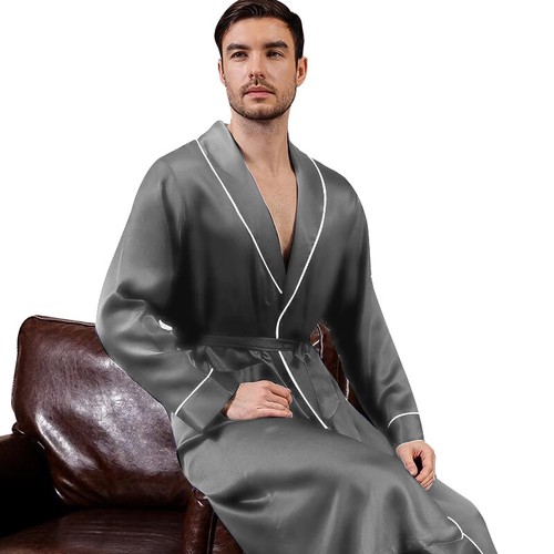 Herren Seide Satin superweiche Robe - 5 TAGE VERSAND USA - Verkäufer - SCHNELLER VERSAND!!!! - Bild 9 von 30