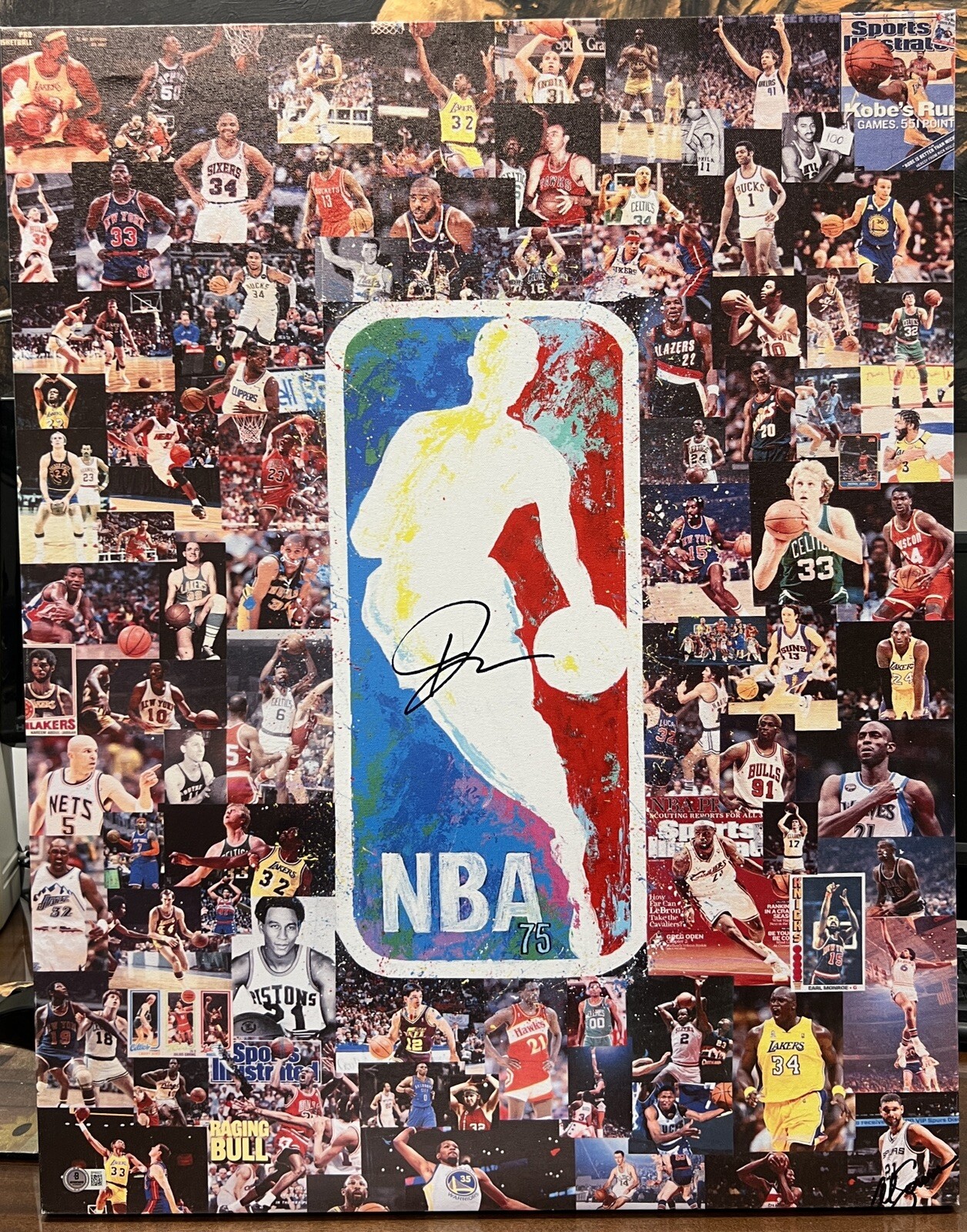 Giannis Antetokounmpo Autographed Signed 22X28 NBA 75 Collage Canvas Beckett COA 