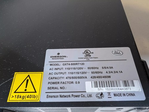 Emerson Vertiv Liebert GXT4-500RT120, UPS, No Batteries, "B" - 第 16/22 張圖片