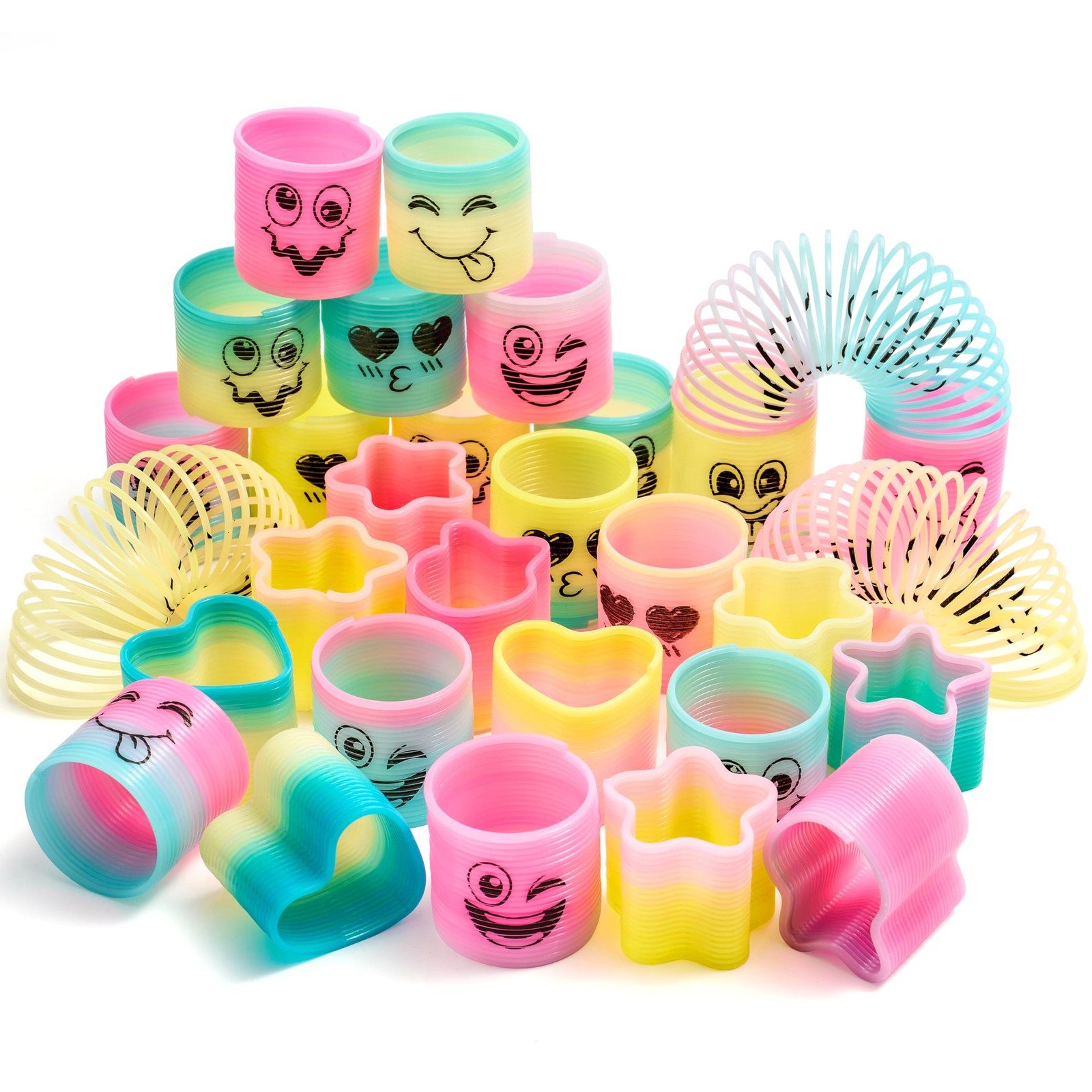 JOYIN 30 Pcs Spring Rainbow Party Favor Mini Plastic Coil Spring Toy Fidget