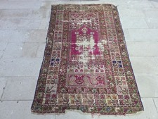 Antique Turkish Kiz Gordes Prayer Rug Hand Knotted Anatolian Wool Rug