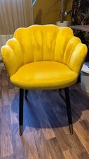 Dunelm Vivian Yellow Velvet Scalloped Accent Chair