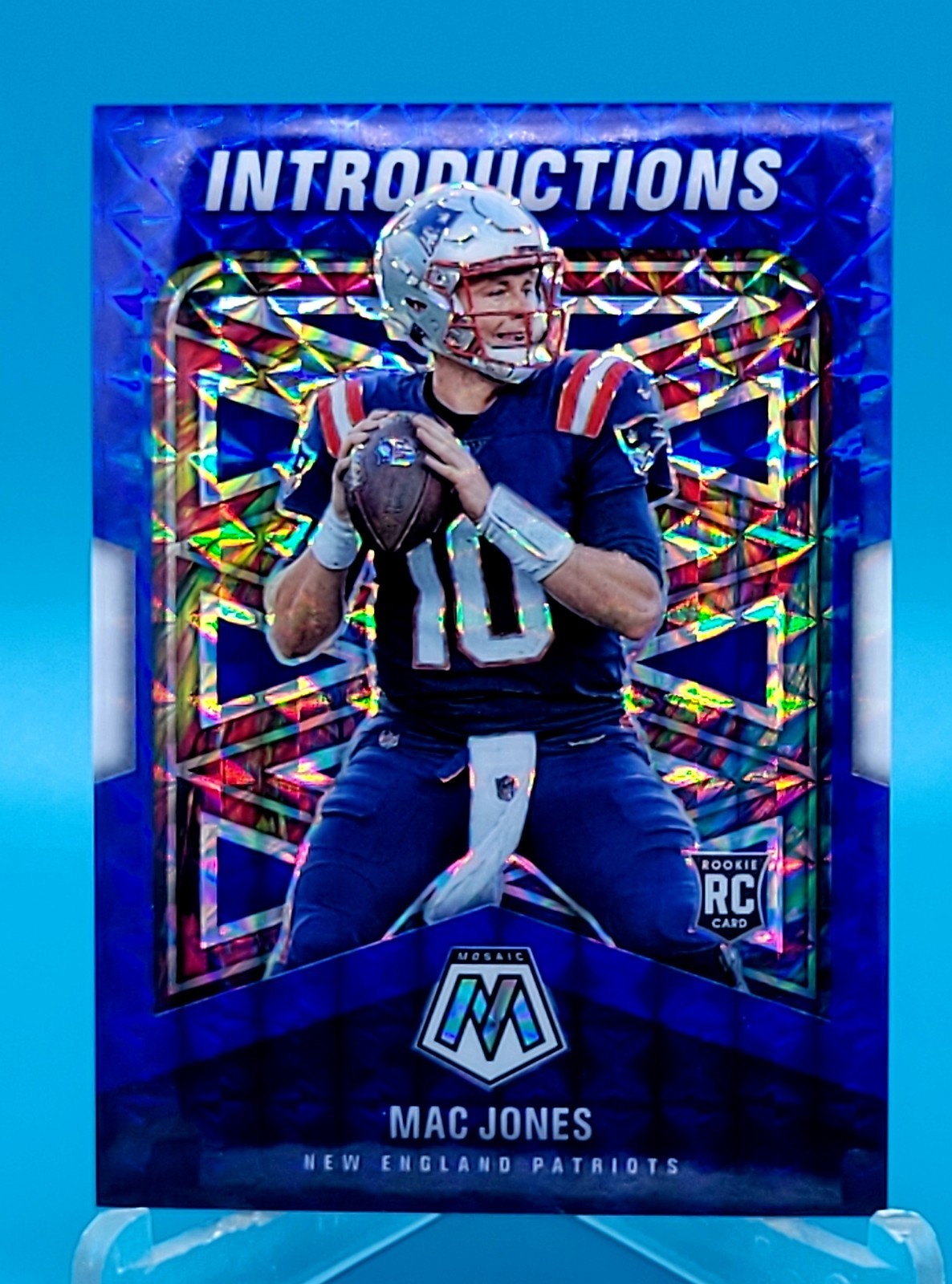 2021 Panini Mosaic Introductions Blue Mosaic Prizm 85/99 Mac Jones #I-5