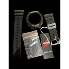 OEM G-Shock GA 2100 Band SHINY BLACK WITH GOLD LETTERING- NEW