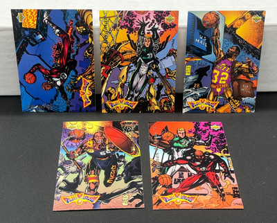 1992-93 UPPER DECK FANIMATION- Complete 5 Card Set JORDAN & BIRD MUTOMBO MALONE