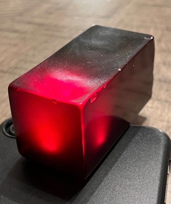 FLAWED! Dark cherry translucent dice or prayer bead block 071724@