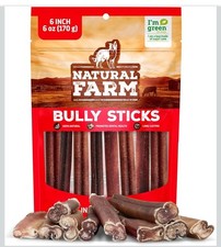 Natural Farm Bully Sticks 6 Inch Beef Dog Chews for Adult Dogs