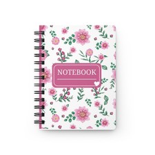 Pink Floral Pattern Spiral Bound Journal Notebook
