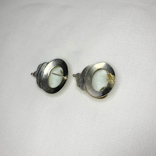 Rare VTG Michou 925 Sterling Silver 22K Gold Pearl Crystal Stud Earrings - Picture 5 of 10