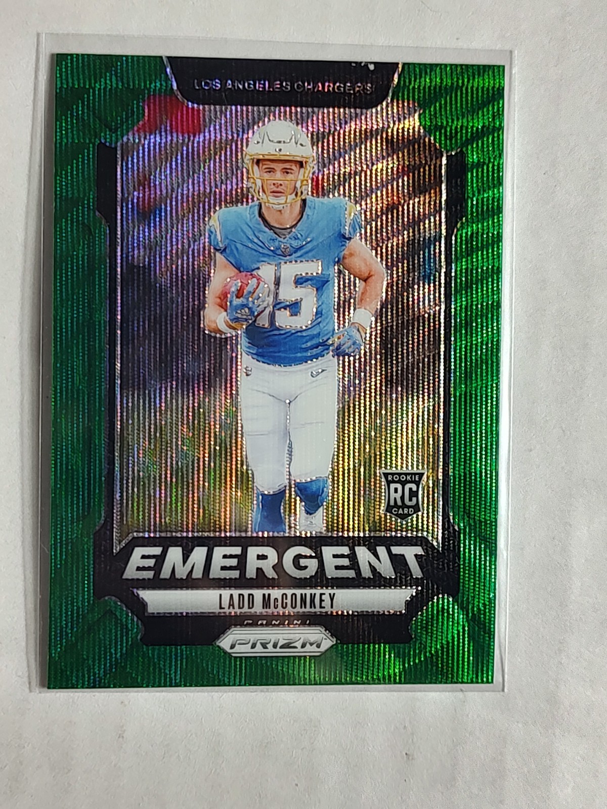 2024 Panini Prizm - Emergent Ladd McConkey RC #13 Green Wave Prizm Chargers