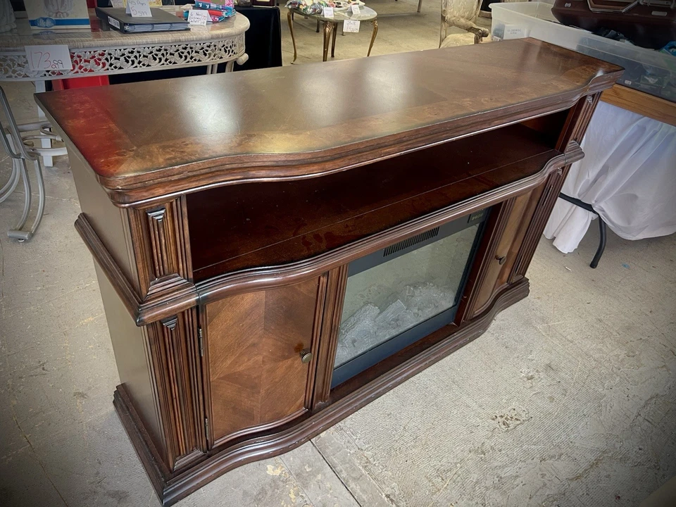 电壁炉电视支架/壁炉/木材/深棕色。 仅本地皮卡 — 第 4/4 张图片